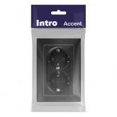 Розетка Intro Accent 2X2P+E Schuko 16А-250В IP20 антрацит 6-205-05