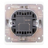 Выключатель двухклавишный с подсветкой Kranz Miele Round 10А с рамкой перламутр