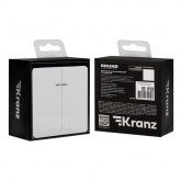 Выключатель двухклавишный с подсветкой Kranz Miele Round 10А с рамкой перламутр