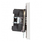 Двухклавишный кнопочный выключатель для управления жалюзи Kranz Miele Round 10А с рамкой перламутр