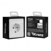 Розетка с заземлением Kranz Miele Round 16А со шторками с рамкой перламутр
