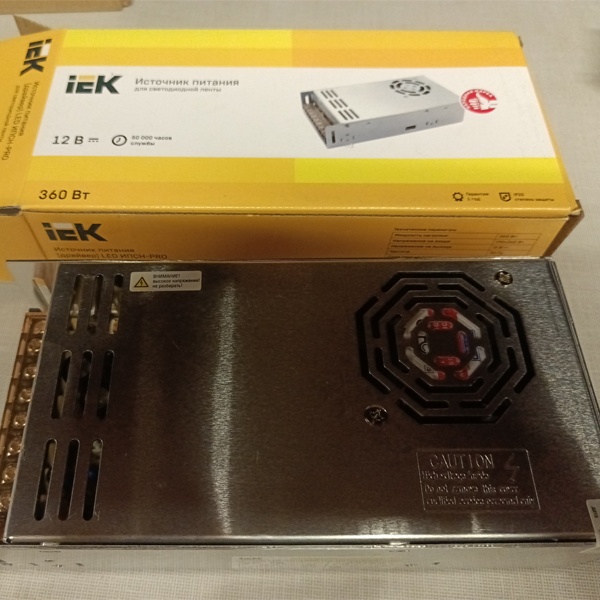 Блок питания с клеммами для светодиодных лент LED ИПСН-PRO, 12В, 360Вт, IP20, ИЭК