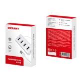 Разветвитель Rexant 4 USB-port серебристый, для синхронизации с ПК или ноутбуком