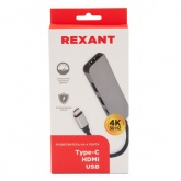 Разветвитель Rexant USB Type-C на 4 порта: 1 HDMI, 2 USB, 1 Type-C PD