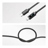 Кабель Rexant USB-A – Lightning для Apple 2,4А, 1м, в черной нейлоновой оплетке, c LED дисплеем