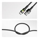 Кабель Rexant USB-A – USB Type-C, 3А, 18Вт, 1м, в черной нейлоновой оплетке, с LED подсветкой