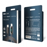 Кабель Rexant USB Type-C – Lightning для Apple 3А, 1м, в черной нейлоновой оплетке, с LED-дисплеем