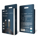 Кабель Rexant USB Type-C – Lightning для Apple 3А, 1м, в черной нейлоновой оплетке, со световой инди