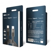 Кабель Rexant USB Type-C – Type-C, 5A, 100Вт, 1м, в черной нейлоновой оплетке