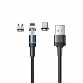 Кабель Rexant USB 3в1 со съемными магнитными портами Type-С/Micro USB 2A, Lightning 2,4A 1,2м с подс