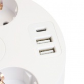 Удлинитель Stekker Comfort HM10-51-01 5х2P+E 16A 3500Вт 2USB A+1C 5V 3,1A 3x1мм2 2.5 м белый