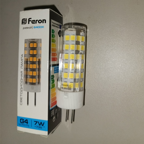 Светодиодная капсульная лампа Ферон LED на 220 Вольт мощностью 7 Ватт с цоколем G4