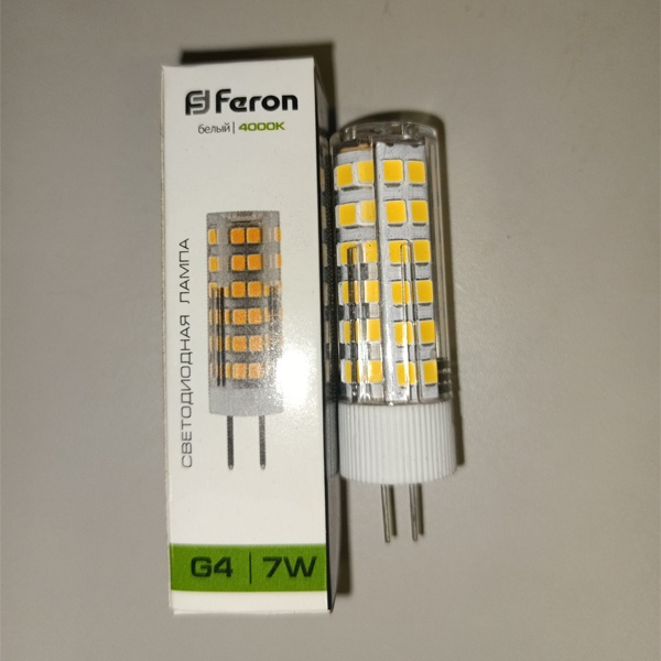 Светодиодная капсульная лампа Ферон LED на 220 Вольт мощностью 7 Ватт с цоколем G4