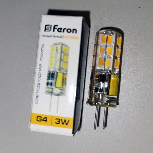 Светодиодная лампа Ферон LED на 12 Вольт мощностью 3 Ватта с цоколем g4