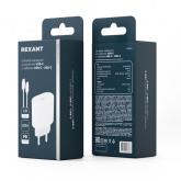 Сетевое зарядное устройство Rexant USB-C, 20Вт в комплекте с кабелем USB-C – USB-C