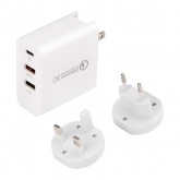 Сетевое зарядное устройство Rexant 2xUSB+USB Type-С, переходник + адаптер, 48W белое