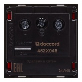 Розетка Daccord Metra45 2К+З без шторок автозажим 2М, красная