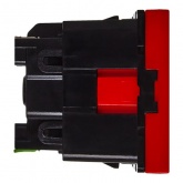 Розетка Daccord Metra45 2К+З со шторками и блокировкой автозажим 2М, красная (аналог 077214 Mosaic)