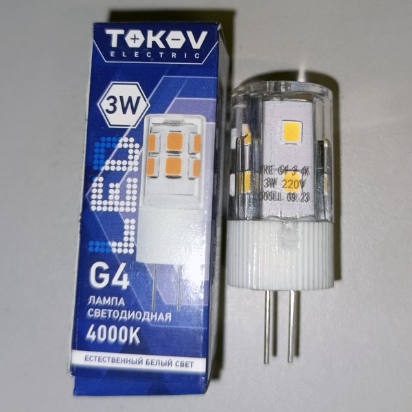 Капсульная светодиодная лампочка мощностью 3 Ватта с цоколем G4 нейтральный белый свет