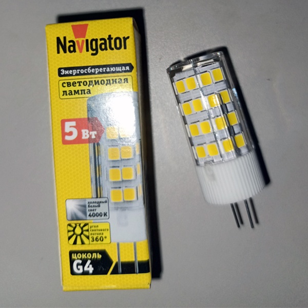 Светодиодная капсульная лампочка Навигатор, мощностью 5 Ватт, с цоколем G4, нейтральный белый свет