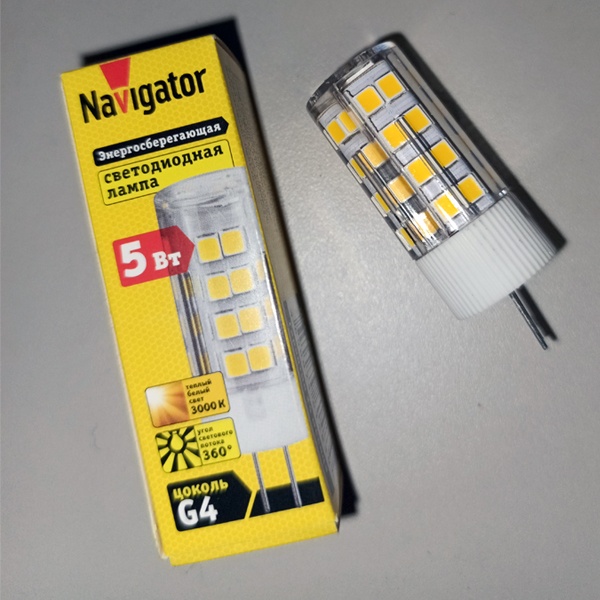Светодиодная капсульная лампочка Навигатор, мощностью 5 Ватт, с цоколем G4, теплый белый свет