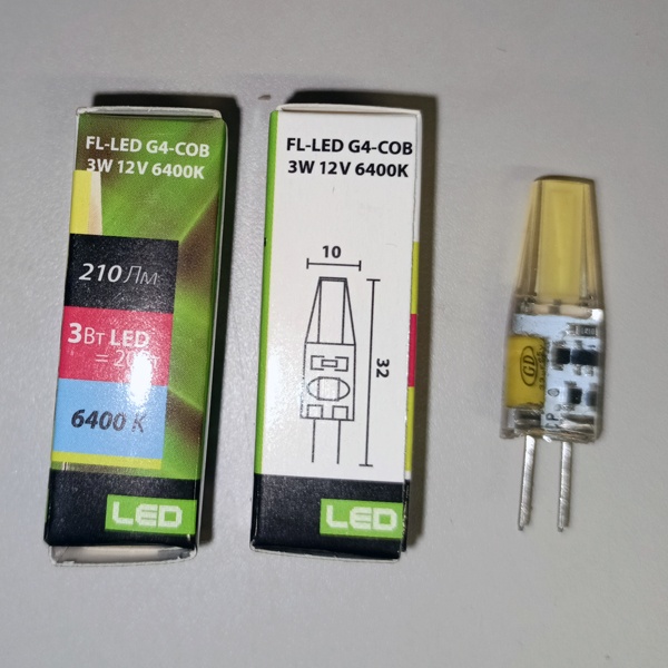 Светодиодная лампа FL-LED G4-COB 3Вт 6400К 12В 210лм 10x38мм холодный свет Foton lighting
