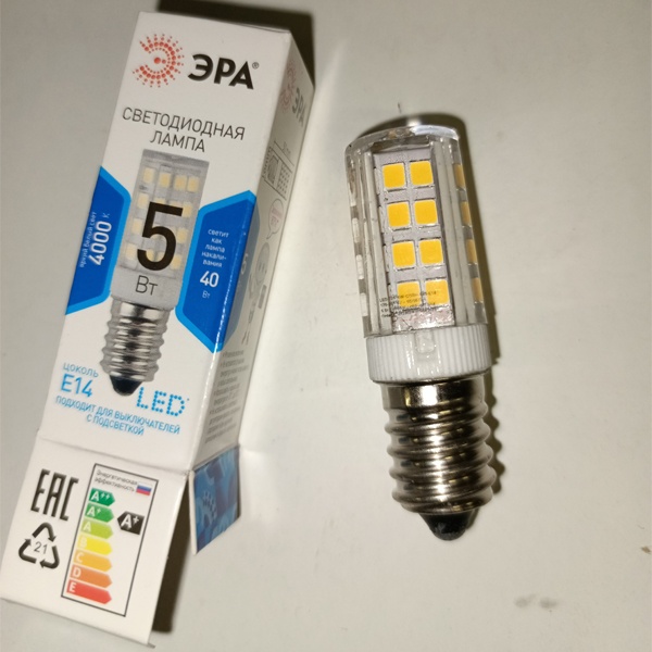 Светодиодная капсульная лампочка T25, мощностью 5 Ватт, с цоколем E14, нейтральный белый свет