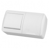 Блок TDM Селигер выключатель 1-клавишный + розетка 2П+З со шторками и крышкой IP54 белый