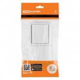 Блок TDM Селигер выключатель 1-клавишный + розетка 2П+З со шторками и крышкой IP54 белый