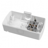 Блок TDM Селигер выключатель 1-клавишный + розетка 2П+З со шторками и крышкой IP54 белый