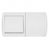 Блок TDM Селигер выключатель 1-клавишный + розетка 2П+З со шторками и крышкой IP54 белый