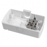 Блок TDM Селигер выключатель 1-клавишный + розетка 2П+З со шторками и прозрачной крышкой IP54 белый