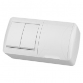 Блок TDM Селигер выключатель 2-клавишный + розетка 2П+З со шторками и крышкой IP54 белый