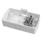 Блок TDM Селигер выключатель 2-клавишный + розетка 2П+З со шторками и крышкой IP54 белый