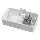 Блок TDM Селигер выключатель 2-клавишный + розетка 2П+З со шторками и прозрачной крышкой IP54 белый