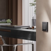 Умный одноклавишный выключатель AtlasDesign Sber & Systeme Electric 10А Zigbee L+N, карбон