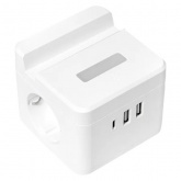Удлинитель EKF Куб, 2х2Р+Е шторки, 3USB 3А быстрая зарядка подставка ночник, кабель 1,3м 1мм2 PROxim