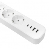 Удлинитель EKF 5х2Р+Е шторки 2USB 2,4А+2Туре-С 3А выключатель, кабель 3м 1,5мм2