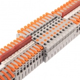 Клемма Rexant СМК 222-621-PT-6 3 вывода рычаг-push-in на DIN-рейку (1-6 мм2) серая [уп. 50шт]