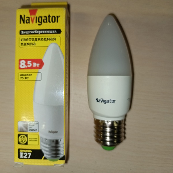 Энергосберегающая LED лампочка свеча мощностью 8,5 Ватт с цоколем E27 нейтральный белый свет