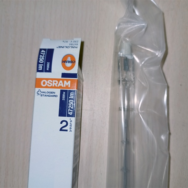 Линейная галогенная лампа длиной 327,4 мм Osram серии Haloline (4050300004204) под патрон R7s мощностью 2000 Ватт на 220 Вольт