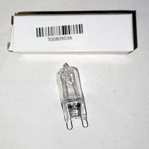 Капсульная галогенная лампа мощностью 40 Ватт, 220 Вольт, с цоколем G9, 300°С для освещения духовых шкафов