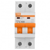 Выключатель автоматический TDM ВА47-100М 2Р  С100А 10кА 2 модуля