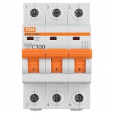 Выключатель автоматический TDM ВА47-100М 3Р  С100А 10кА 3 модуля