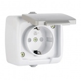 Розетка EKF Мурманск 16А с заземлением с защитными шторками и крышкой IP54 серый