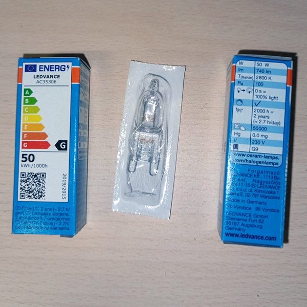 Галогенная лампа накаливания Osram (4008321945334) мощностью 60 Ватт с цоколем G9 на 220 Вольт