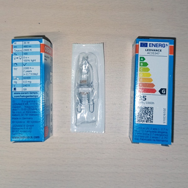 Галогенная лампа накаливания Osram (4008321226341) мощностью 40 Ватт с цоколем G9 на 220 Вольт