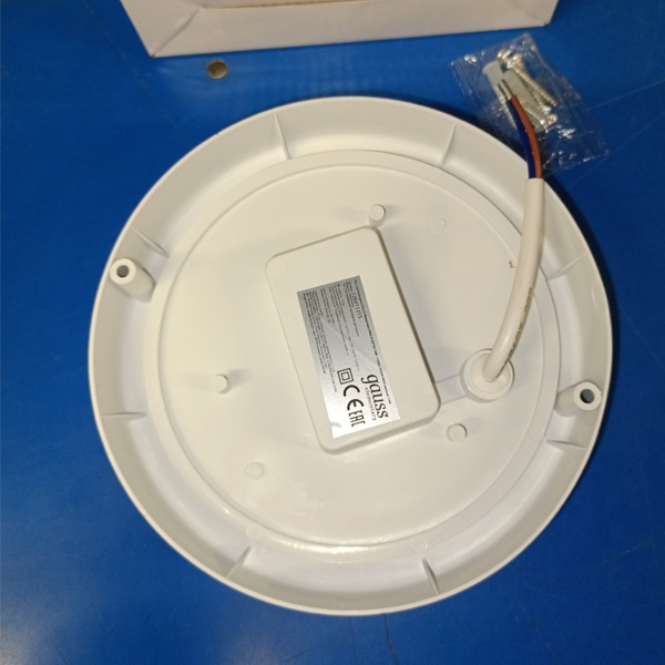 Белый LED светильник Гаусс Элементари круглой формы, накладного исполнения, 230 Вольт, мощностью 15 Ватт,  с высокой защитой от пыли и влаги, 4000К