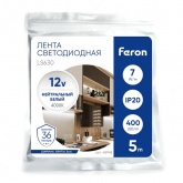 Светодиодная COB лента Feron LS630 400SMD(2110) 7Вт/м 12V 4000K IP20 5000x3x1.8mm