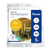 Светодиодная COB лента Feron LS630 400SMD(2110) 7Вт/м 12V желтый IP20 5000x3x1.8mm